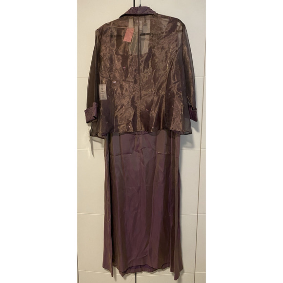 NWT Alex Evenings Maxi Dress Womens Plus Petite 20WP Amber Shimmer Beaded Gown - Picture 3 of 16